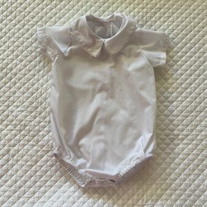 The Beaufort Bonnet Company white collared Onesie 6-12 months EUC